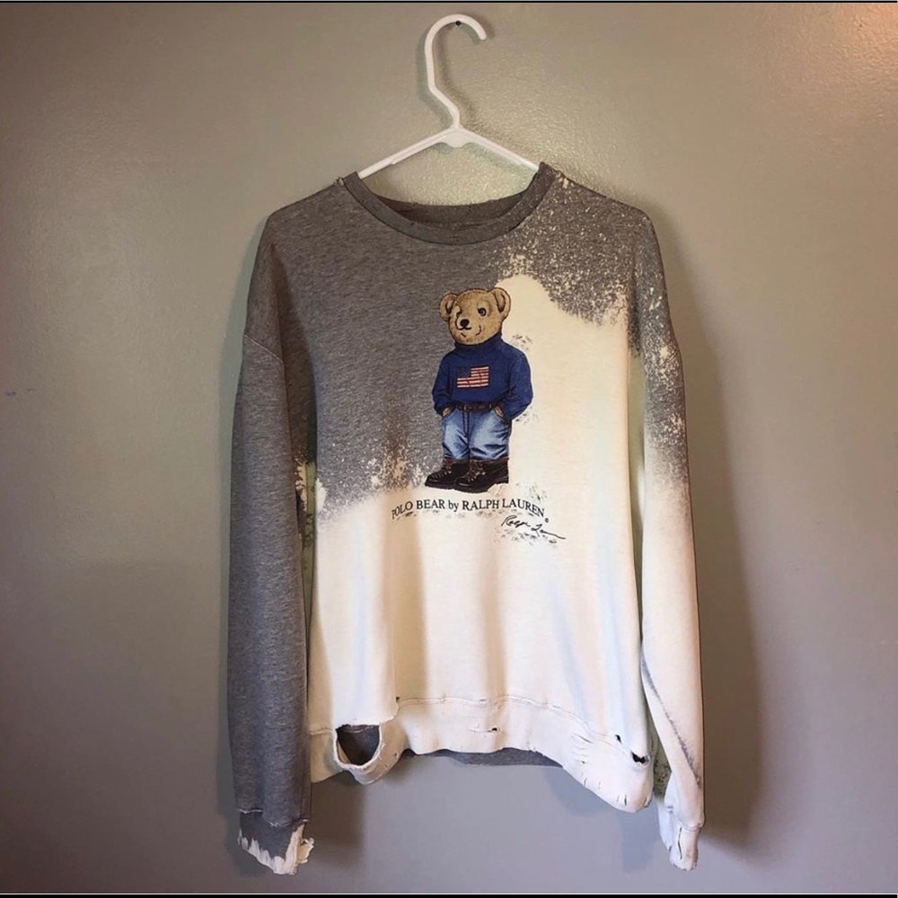 Bleached/Stressed Ralph Lauren Polo Bear Crewneck